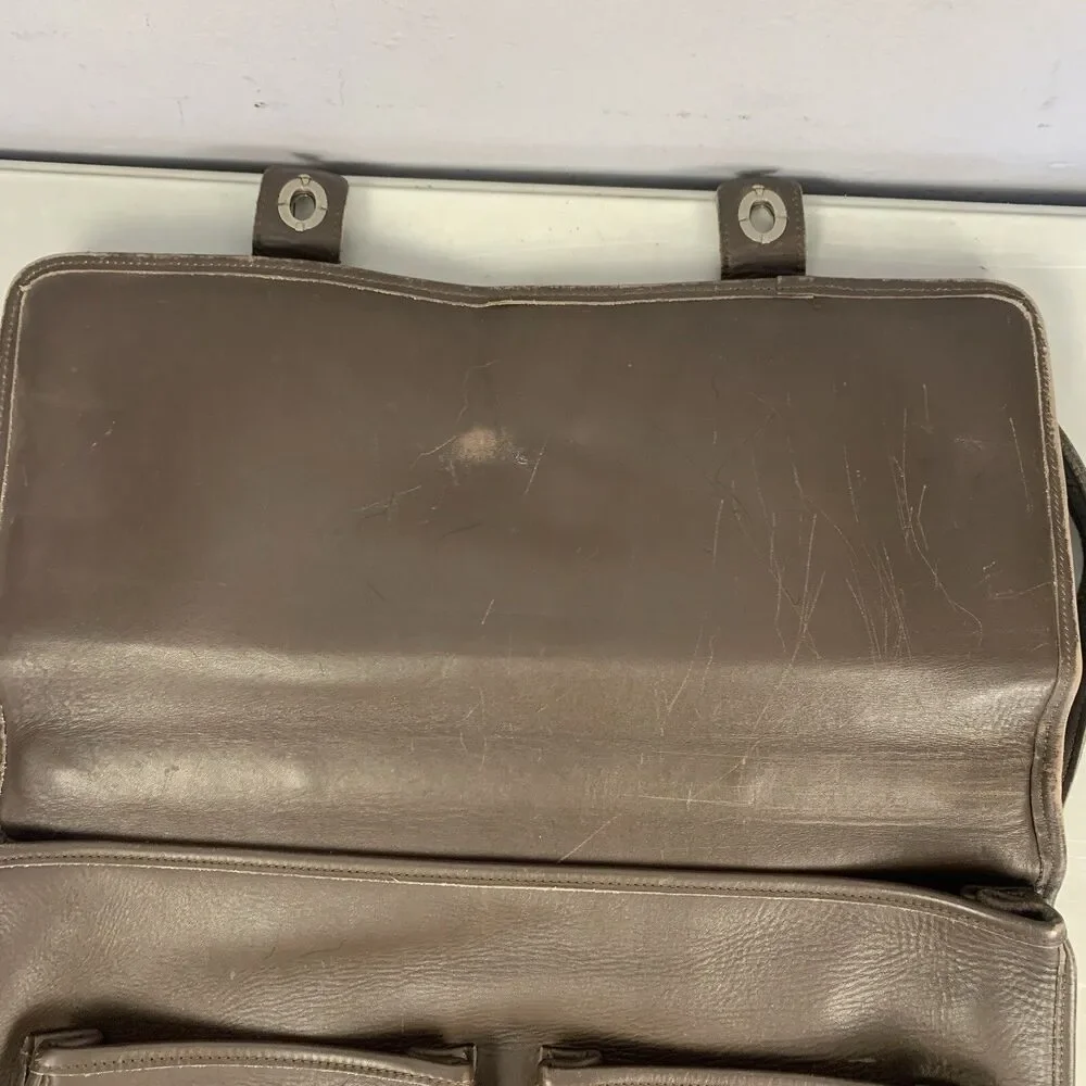 BROWN LEATHER MESSENGER BAG BRIEFCASE LAPTOPS TRAVEL WORK SACOCHE INTERNATIONAL